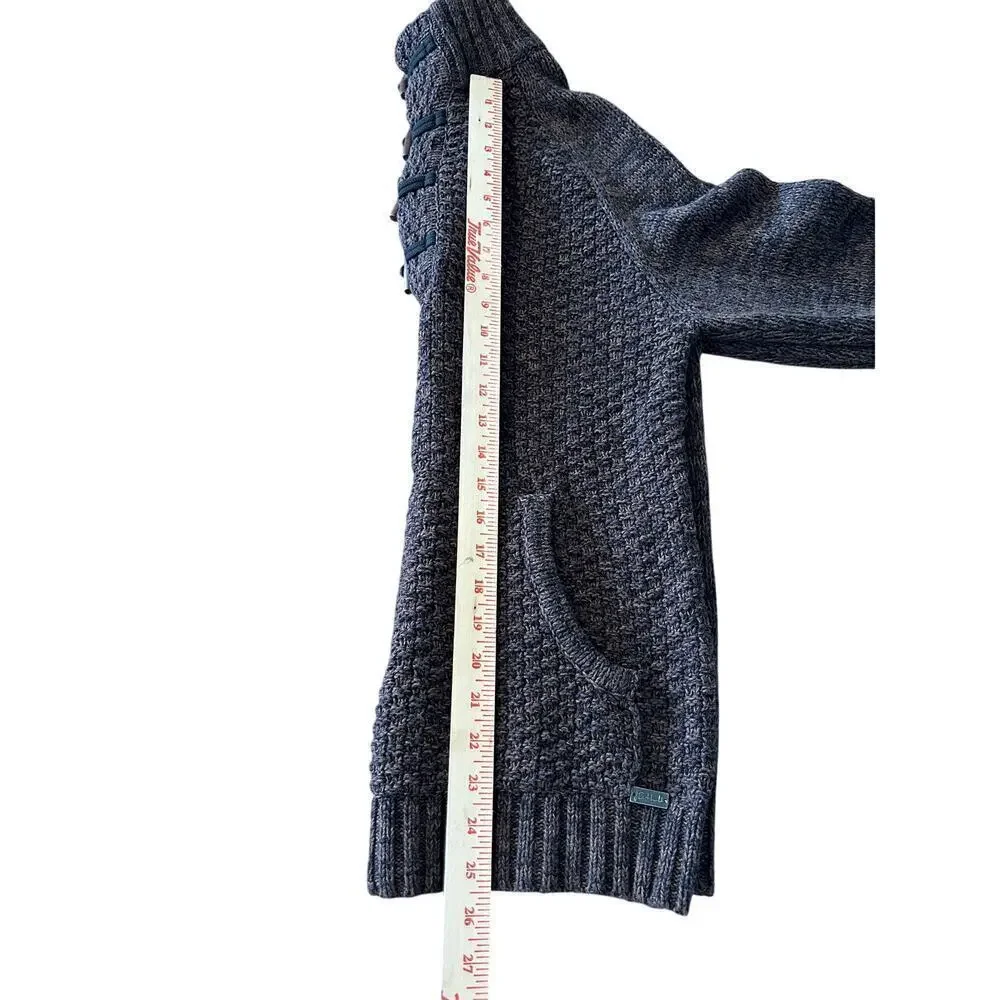 JB Holt Medium Pullover Men’s Knit Sweater Gray Cream 1/4 Toggle Kangaroo Pocket
